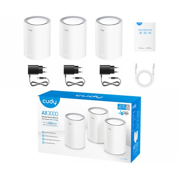 Cudy M3000 - WiFi6 AX3000 Gigabit Dual Band Mesh (3-Pack)